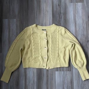 Cropped green button sweater